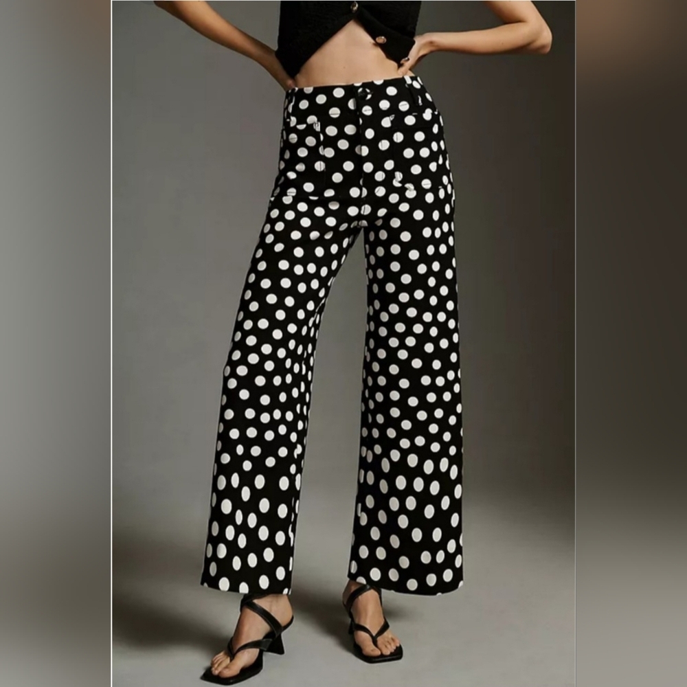 Anthropologie Black and White Wide Leg Pants